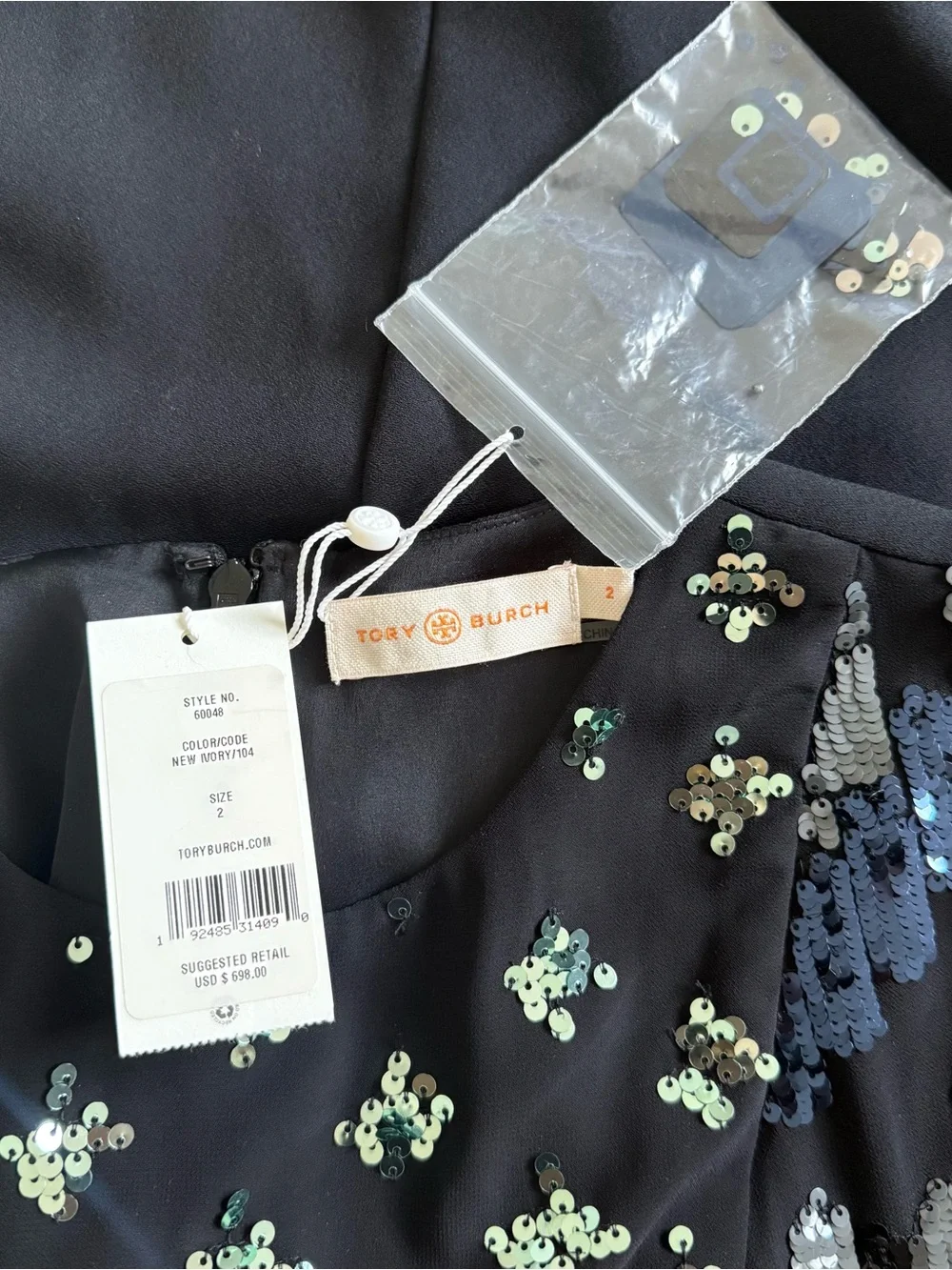 New! Tory Burch Sequin Panel Dress - size 2